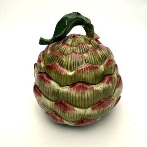 Vintage Fitz & Floyd Artichoke Covered Soup Bowl With Lid Soup Sandwich 1980's